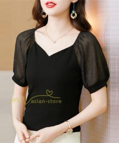 ｔシャツ・カットソー | シャツ レディース 春夏新作 40代 半袖 ニットトップス 無地Tシャツ Vネック 20代30代40代50代 エレガント カジュアル ファッション 着痩せ 人気 お出かけ 上品