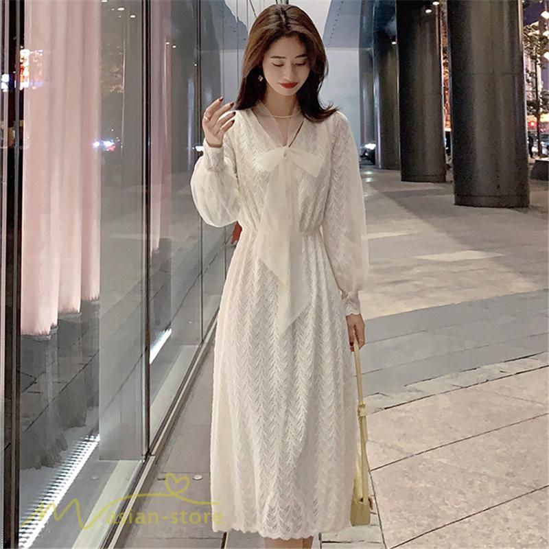 ミディアム | ワンピース レディース Aラインワンピース 着痩せ 上品 長袖ワンピース 春 秋 新作 スプリングワンピース 韓国風 20代 40代 お出かけ ゆったり 通学 30代 通勤