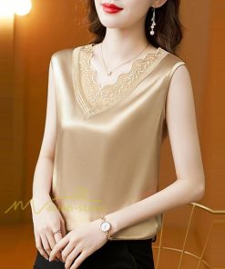 キャミソール タンクトップ | レディース トップス タンクトップ ノースリーブ 無地 『襟元レースデザインタンク』 Ｖネック Ｖネックタンク 20代30代40代50代 快適 アウター 着痩せ インナー