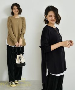 ｔシャツ・カットソー | Tシャツ 長袖 無地 着痩せ カットソー 長袖Tシャツ 無地 丸首 カジュアル 40代 50代 着回し 秋コーデ ゆったり 30代 フリーサイズ 20代 シンプル トップス