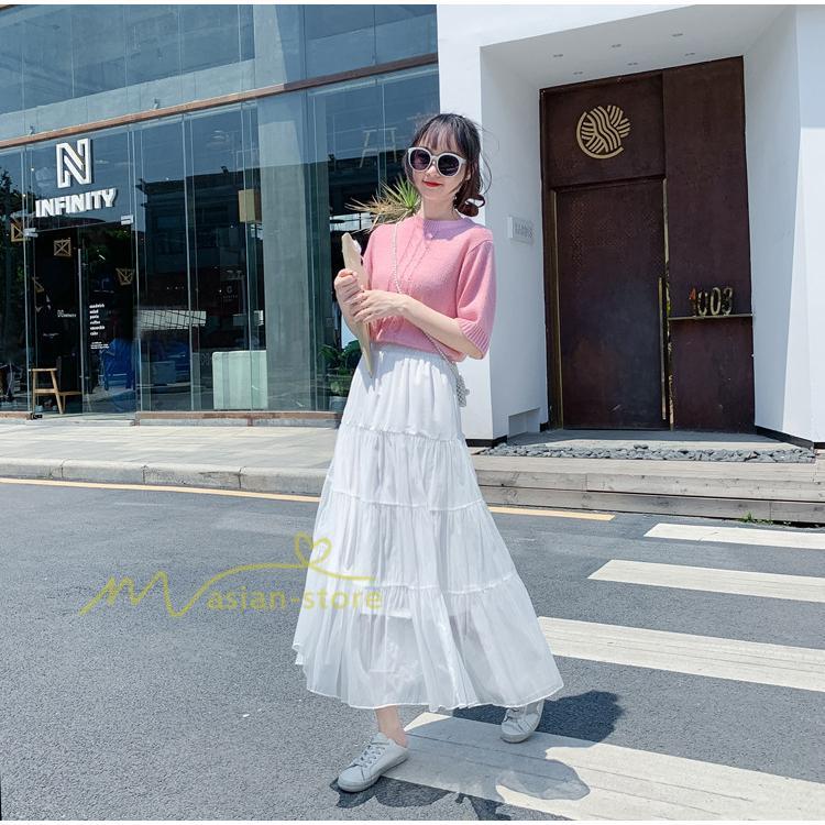 スカート | レディース チュール春夏 コーデ ウエストゴム ロングフレア着痩せ 通勤 カジュアル ドッキング プリーツ通学