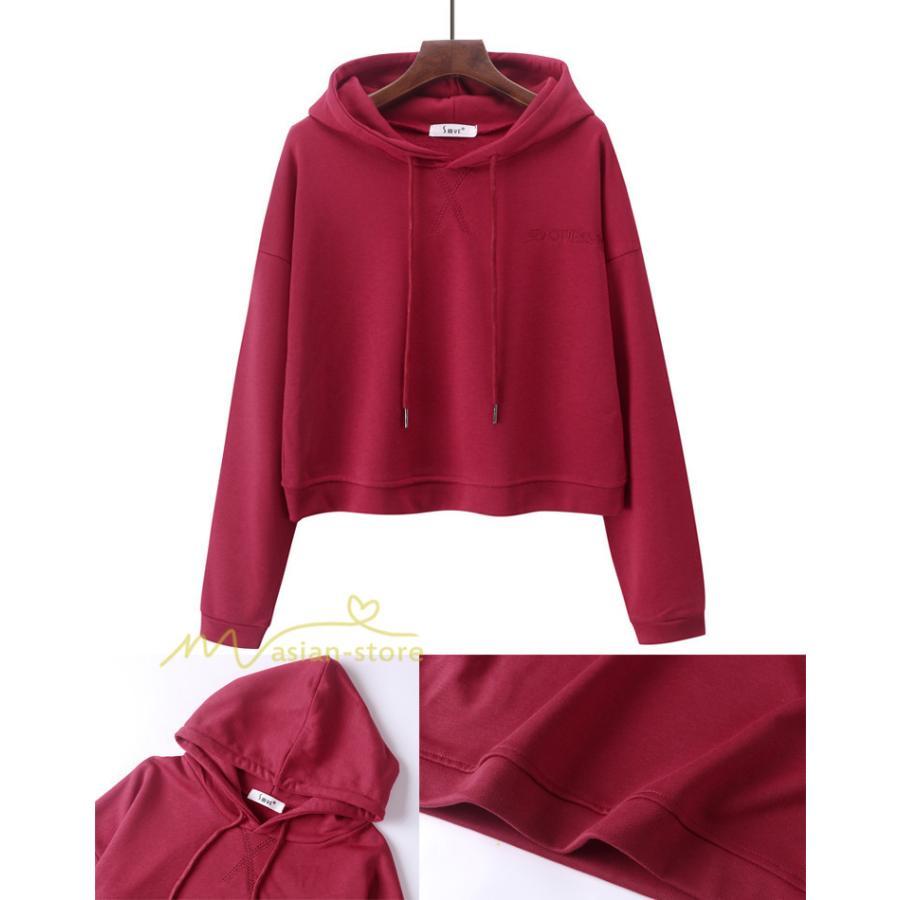 パーカー | 秋新作 長袖フード付き 秋冬 コーデ 薄手 ショート丈 6色 刺繍 シンプル 人気 おしゃれ スウェット プルオーバー 上品 トレーナー 秋物