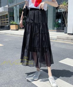 スカート | レディース チュール春夏 コーデ ウエストゴム ロングフレア着痩せ 通勤 カジュアル ドッキング プリーツ通学
