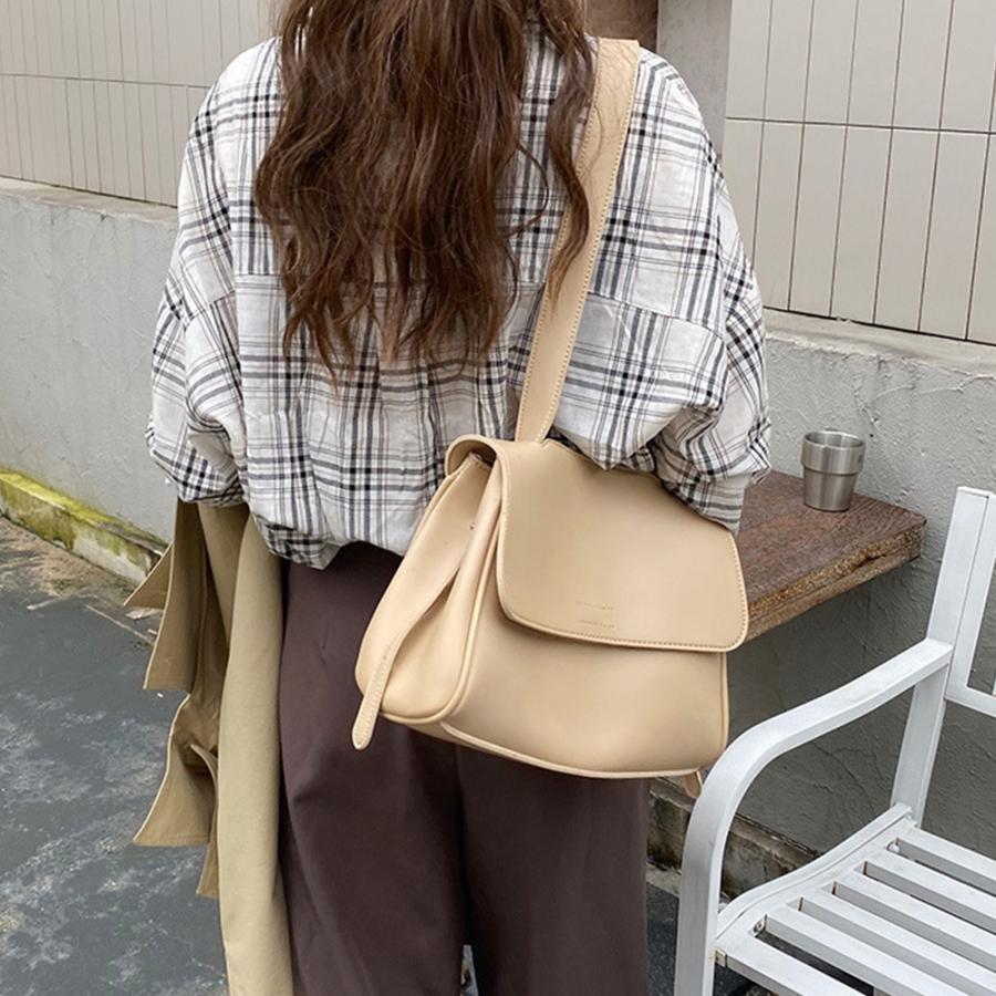 ショルダーバッグ | シンプル 韓国風 2way肩掛けバッグ 斜めがけバッグ 通学 フェイクレザー フリップバッグ レディース 通勤