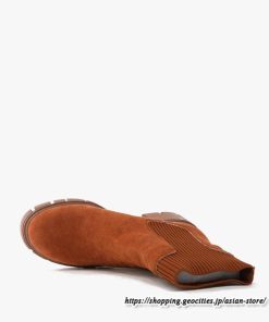 ショートブーツ | 大きいサイズ27cm レディース 上品 ブーツ 秋冬 春 厚底ブーツ ラウンドトゥ ソックス切り替え 太ヒール 大人 チャンキーヒール 黒ブーツ