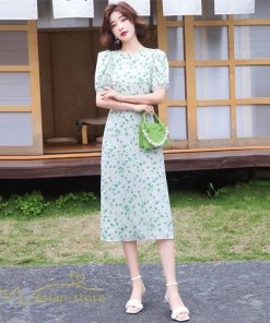 ミディアム | サマーワンピース レディース 着痩せ 半袖 花柄 ワンピース バックファスナー ワンピース 膝丈 ミディアムワンピース 上品 通勤通学 30代 上品 40代 お出かけ