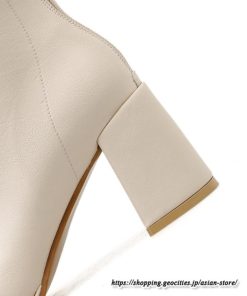 ショートブーツ | レディース 裏起毛なし 裏起毛あり スクエアトゥ ブーツ チャンキーヒール 太ヒール シューズ ハイヒール レースアップ 後ろファスナー 靴