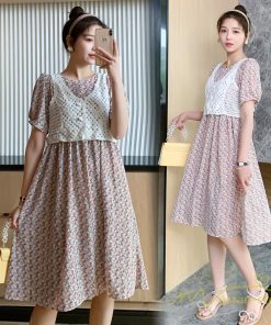 ワンピース | マタニティ 2点セット シフォン レディース マタニティウェア ママ服 妊婦服 産前 薄手 カジュアル 膝丈 産後 かわいい
