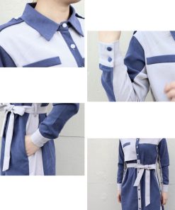 オールインワン | 長袖 ロング ウエストマーク ワンピース ミモレ丈 体型カバー ワンピース 着やせ 春秋 シャツワンピース おしゃれ レディース