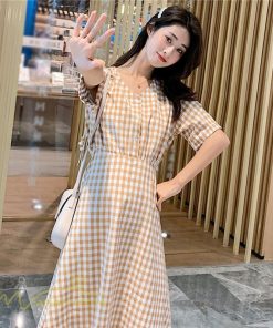 マキシ | ワンピース Aライン レディース チェック柄 上品 着痩せ Vネック 気質 ロングワンピース サマーワンピース 夏新作 大きいサイズ 40代 20代 30代 上品 通勤通学