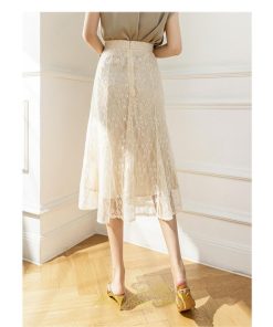 スカート | レース きれいめ 30代 40代 50代 着やせ 上品 春夏秋冬 ハイウェスト 花柄 コーデ 黒 ひざ下 膝下 知的 Aライン オシャレ 脚長効果 通勤OL 着痩せ