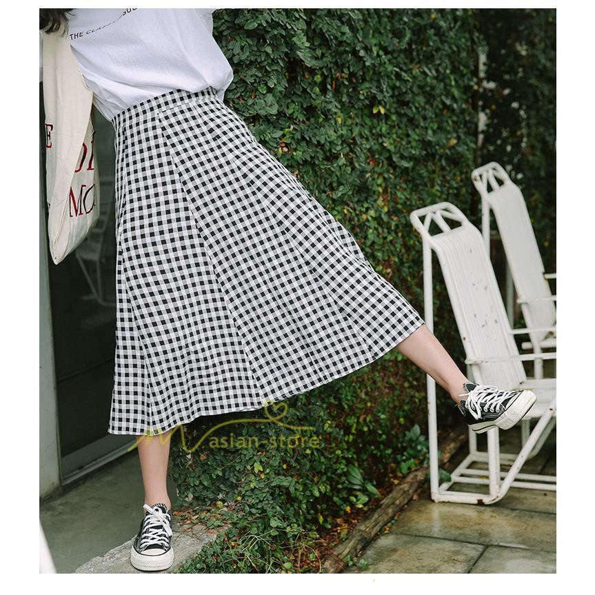 スカート | チェック柄 ロング丈 フレア ボトムス レディース フェミニン デイリー 上品 20代30代40代50代 カジュアル 着痩せ お出かけ 体系カバー 通勤通学 夏物