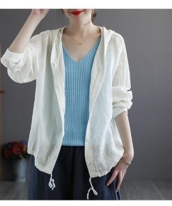 カーディガン | レディース 無地 UVカットー ライトアウター 秋コーデ 40代50代 きれいめ カジュアル フード付き エレガント 大きいサイズ 20代30代 麻混 秋服