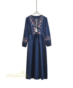 マキシ | マキシワンピース レディース ワンピース ドレス マキシ丈ワンピース 通勤 結婚式 夏服 体型カバー 刺繍 Vネック 長袖 きれいめ 秋ワンピース 人気 カジュアル