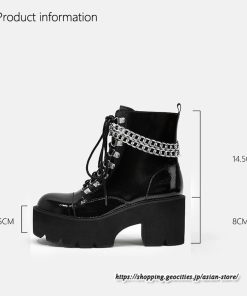 ショートブーツ | 大きいサイズ26.5cm レディース 厚底ブーツ 上品 ブーツ 秋冬 春 チャンキーヒール 太ヒール シンプル ハイヒール 大人 レースアップ 黒ブーツ
