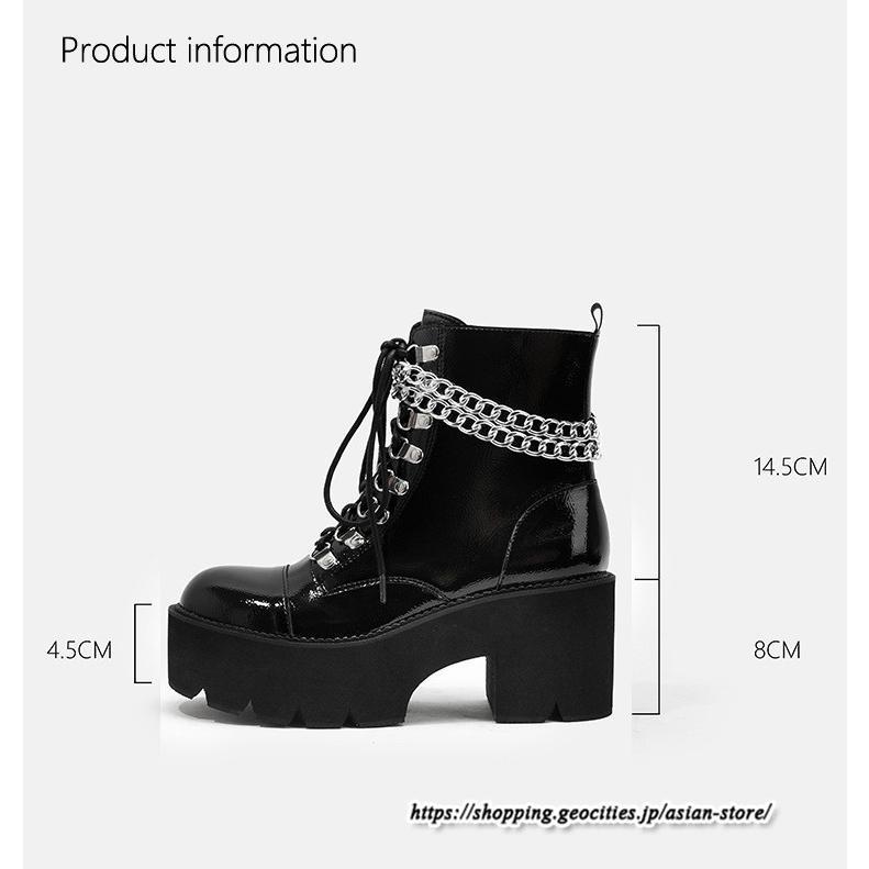ショートブーツ | 大きいサイズ26.5cm レディース 厚底ブーツ 上品 ブーツ 秋冬 春 チャンキーヒール 太ヒール シンプル ハイヒール 大人 レースアップ 黒ブーツ