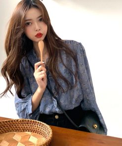 シャツ・ブラウス | 襟フリル シースルー 花柄ブラウス 女性