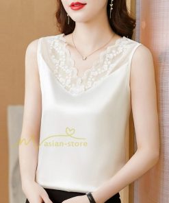 キャミソール タンクトップ | トップス タンクトップ レディース ノースリーブ Vネック Vネックタンク 20代30代40代50代 ママ 母 インナー カジュアル お出かけ カシュクール レース付き