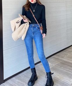 ニット・セーター | 裏起毛ハイネックニットトップスレディース