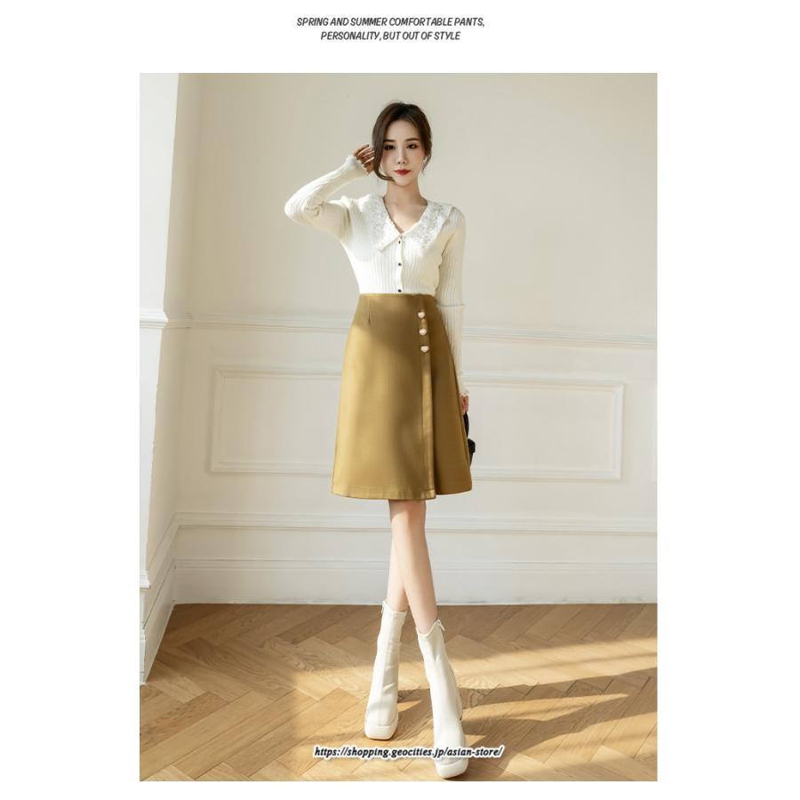 スカート | ミモレ丈ひざ丈レディース 無地 きれいめ 30代 40代 50代 着やせ 上品 通勤 通学 ラシャ キレイめ 2022新作 ハイウエスト 暖か 秋冬