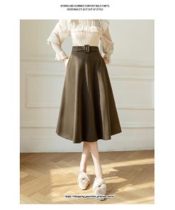 スカート | レディース 秋 冬 秋冬 ミモレ丈 膝丈 ロング 無地 ミディアム丈 ひざ丈 厚手 Aライン ハイウエスト 2022年秋冬 通学 暖か おしゃれ 通勤 ラシャ