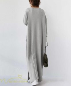 マキシ | ワンピース 長袖 無地 Tシャツワンピース レディース 着痩せ ゆったり マキシワンピ Vネック カジュアル 体型カバー Aラインワンピース 秋 フレア カジュアル