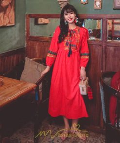 マキシ | ワンピース 個性的 ロングワンピース 細見えワンピース エスニック 綿麻 リゾート ワンピ 長袖 刺繍 カジュアル 大人 春夏秋 きれいめ 上品 ゆったり 体型カバー