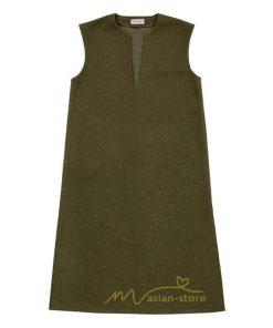 マキシ | ワンピース ジャンパースカート ジャンスカ 深Vネック ロングワンピース Vネック スリット入りロングワンピース ノースリーブ オフィス 大人 30代40代