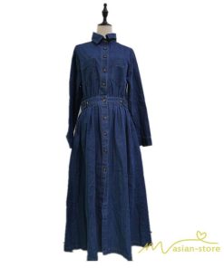 マキシ | ワンピース デニムワンピース 長袖 シャツワンピース デニムシャツ ジャケット 前開き 無地 Aラインワンピ ロングワンピ 可愛い 20代30代40代 ワンピ スリム