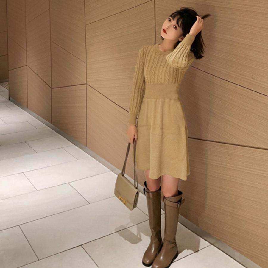 ワンピース | ケーブル編みニットミニ韓国風