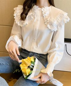 シャツ・ブラウス | ブラウス レディース 長袖 白 おしゃれ 綿 春 夏 トップス コットン 無地 長袖シャツ ファッション カジュアル エレガント 優雅 通勤 OL 上品 オシャレ 細身