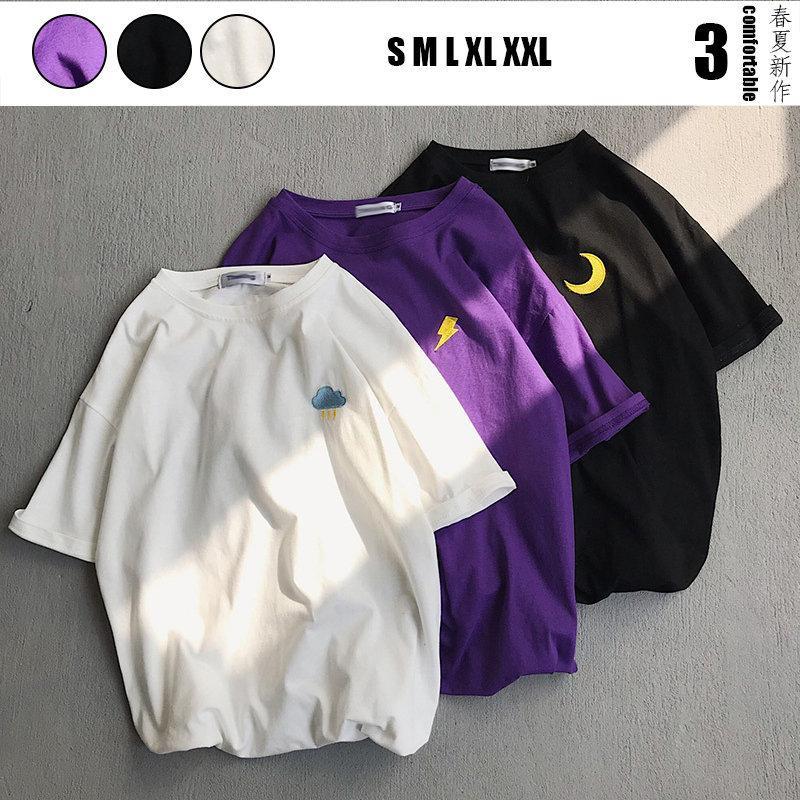 Tシャツ | Tシャツ メンズ 半袖 無地 レディース 天気 刺繍 カジュアル シンプル 夏新作 ゆったり 半袖カットソー 夏 大きいサイズ 2022 ゆったり ファッション