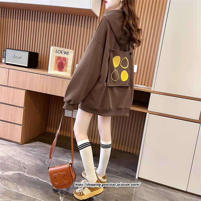 パーカー | レディース 秋 長袖 体型カバー スウェット トレーナー プルオーバー 厚手 後ポケット外し可 トップス 50代 40代 春 30代 おしゃれ 20代 フード