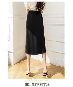 スカート | ボトムス 膝下 スリット ひざ下 Aライン ウエストゴム 楽 大人 きれいめ 20代 30代 40代 サイドチャック 通勤 上品 ビジネス オフィス