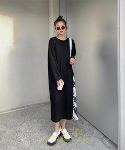 マキシ | ドッキングワンピース 秋 レディース 長袖ワンピース ロングワンピース 切り替えワンピース フェイク レイヤード風 お呼ばれワンピース ゆったり 大きいサイズ