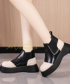 ショートブーツ | ブーティー ブーツ 厚底ブーツ レディース シューズ 靴 太ヒール チャンキーヒール 合皮ブーツ PUブーツ くつ 黒靴 春秋冬 美脚 大人 厚底靴