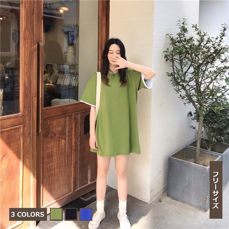 tシャツ・カットソー | Tシャツ 半袖 レディース カットソー バックギャザー トップス ビッグティーシャツ 2019春夏新作 大人気 ロングティーシャツ 可愛い シンプル ゆったり