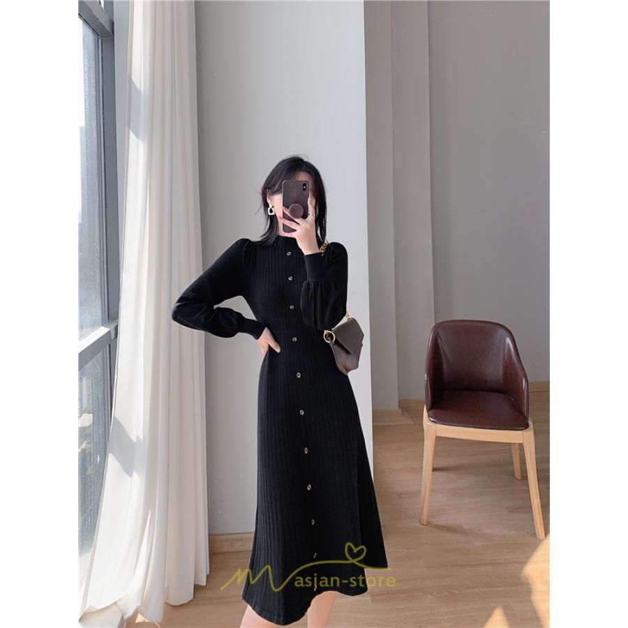 ニットワンピース | ロングワンピース ワンピース レディース ロング丈 秋 冬 ハイネック 長袖 体型カバー 秋冬 上品 OL 50代 30代 40代 通勤