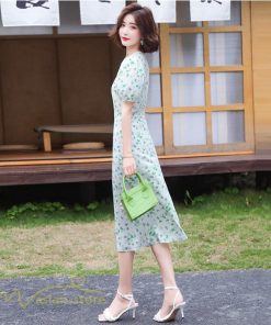 ミディアム | サマーワンピース レディース 着痩せ 半袖 花柄 ワンピース バックファスナー ワンピース 膝丈 ミディアムワンピース 上品 通勤通学 30代 上品 40代 お出かけ