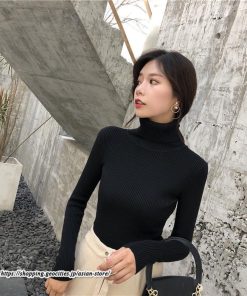 ニット・セーター | カットソー ニット レディース リブニット ハイネック 長袖 秋冬 春 トップス スリム ストレッチ 暖かい 長袖ニット 無地 プルオーバー インナー 長袖カットソー