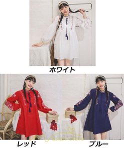 ミニ丈 | ワンピース レディース 長袖 夏秋 きれいめ 大人膝上 リゾート 花柄 おしゃれ 可愛い 通勤 お呼ばれ 綿麻 レトロ がーりー 甘め エスニック風 デート