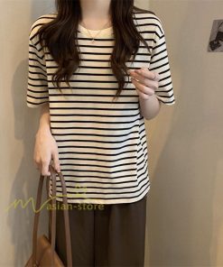 tシャツ・カットソー | Tシャツ レディース 春夏 トップス カットソー 半袖 シャツ ストライプ柄 20代30代40代50代 カジュアル お出かけ 上品 韓国ファッション 着回し 着痩せ 快適