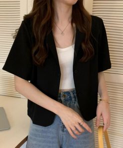 テーラードジャケット | ベーシッククロップド丈半袖ジャケット