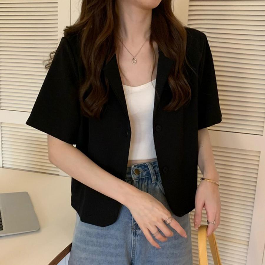 テーラードジャケット | ベーシッククロップド丈半袖ジャケット