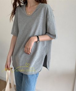 tシャツ・カットソー | Tシャツ ティーシャツ トップス カットソー レディース 春 夏 半袖 無地 綿 スリット 20代30代40代50代 お出かけ 体型カバー 通勤通学 着回し カジュアル 上品