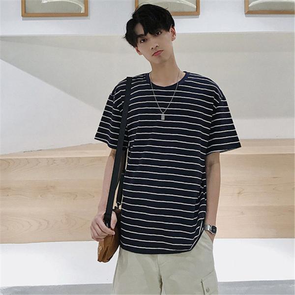Tシャツ | カットソー メンズ 半袖 ボーダー メンズトップス 新作 夏服 サマークルーネック カジュアル 大きいサイズ 20代 40代 シンプル 30代