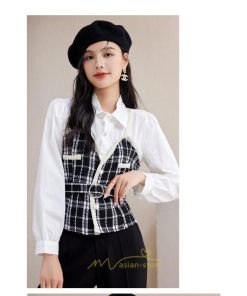 シャツ・ブラウス | ブラウス シャツ 切り替え レイヤード風 重ね着風 チェック柄 レディース 春秋  ゆったり 長袖 カジュアル 通勤 20代30代40代50代 きれいめ オシャレ