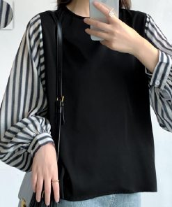 ｔシャツ・カットソー | Tシャツ 長袖 レディース カジュアル レイヤード カットソー シャツ 異素材 切り替え トップス Tシャツ ブラウス 30代 秋物 重ね着 20代 50代 ゆったり