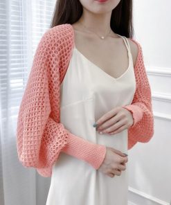 透かし編みトップス | ニットカーディガン レディース ショール
