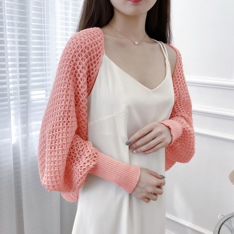 透かし編みトップス | ニットカーディガン レディース ショール